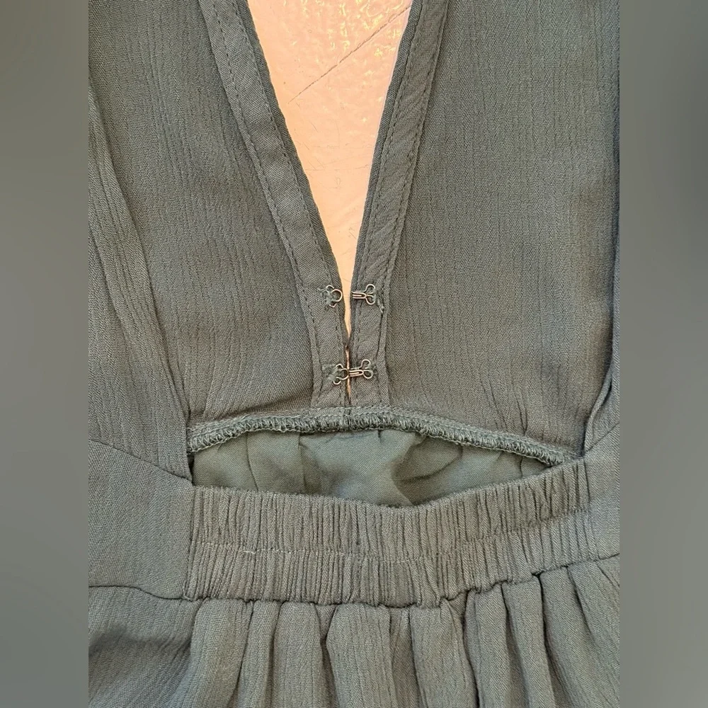 Abercrombie & Fitch Olive Green Maxi Dress with Tie Shoulders